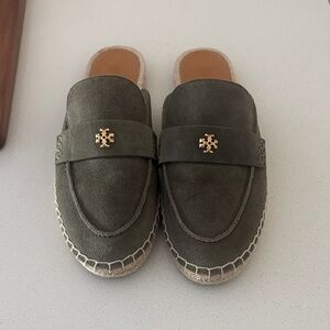 Tory Burch Dark Green Espadrille Mules